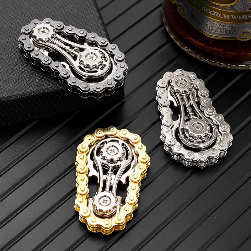 Modelo De Pistão Do Motor Roda Dentada Giroscópio Fidget Spinner Anti Estresse Ansiedade Metal Bicicleta Corrente EDC Br