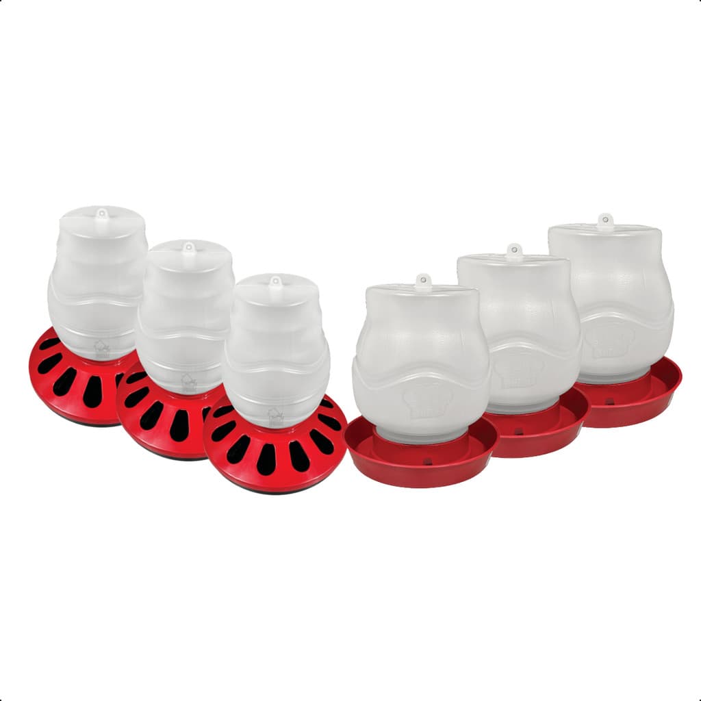 Kit 3 Comedouro 7,5L Aves 12 furos e 3 Bebedouro Rosca 2L