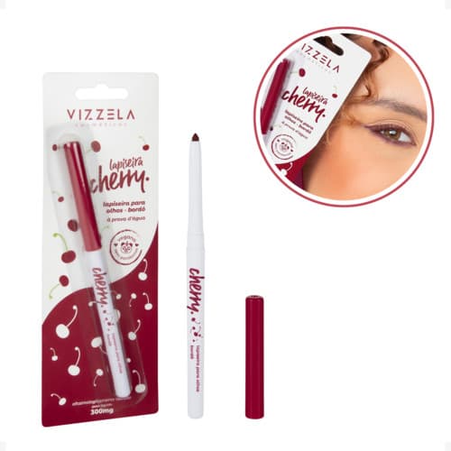 Lapis para Olhos e Labios Retratil Cherry Bordo Vizzela