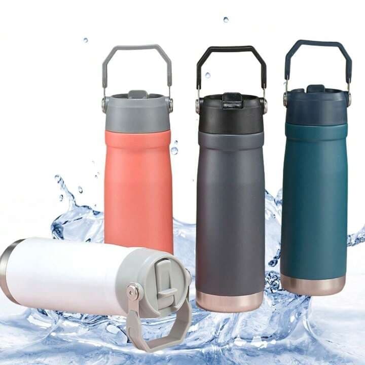 Garrafa Térmica De Água 500ml Inox Tampa Com Alça e Bico Água Café Suco Treino Academia Corrida Futebol