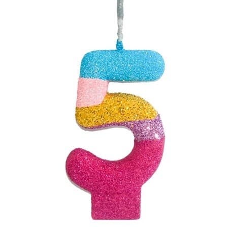 Velas De Aniversário - Números + Glitter  - Cores Temáticas - Arco - Íris