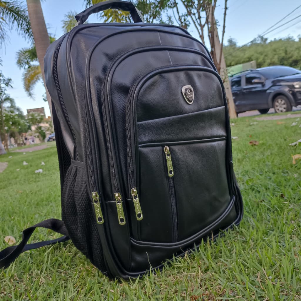 Mochila Couro Escolar Resistente Bem Espaçosa Faculdade Trabalho Viagem