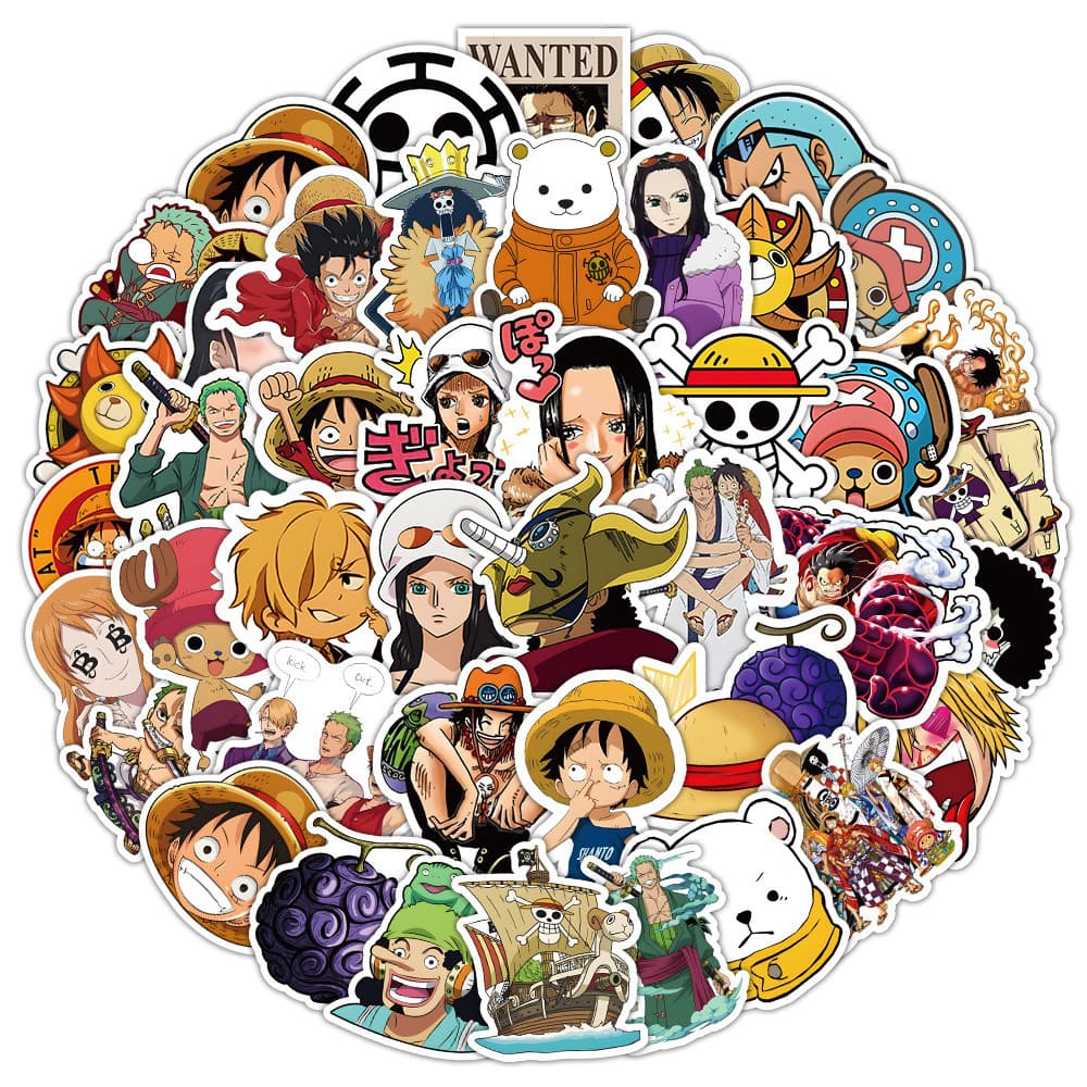 51PCS Anime ONEPIECE Autocolantes De Grafite À Prova D'água Para Capacete De Bicicleta Decalques De Lápis LanLanStickersWorld