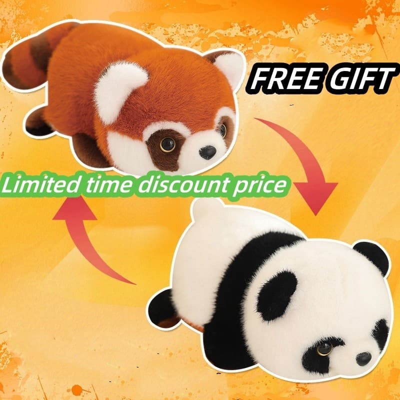 Estoque Pronto 2 Em 1 Transformado Panda Vermelho Plush Toy Red Raccoon Simulação Marrom Doll Transformando Aniversário Gift