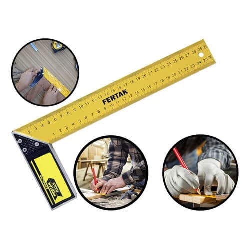 Esquadro Profissional Régua Carpinteiro Marcenaria Pedreiro Blocos Tijolo Metálico Aço 90 Grau 10 12