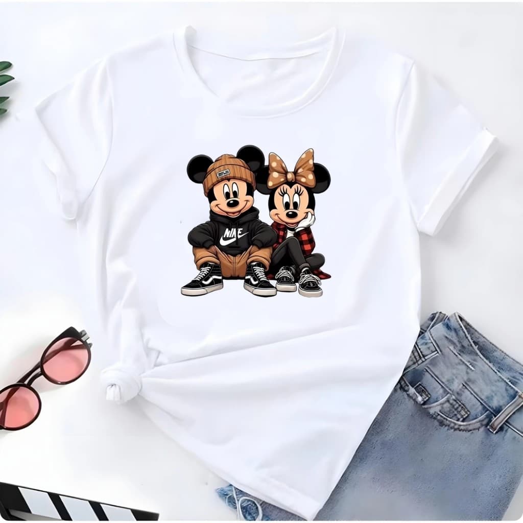 Blusa T-shirt Linda Camiseta Feminina Mickey Minnie Casal Drip Camisa