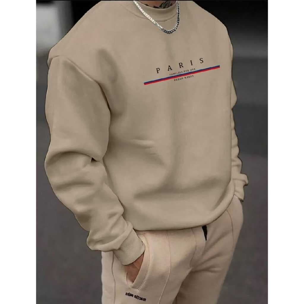 Moletom Masculino Gola Redonda Blusa de Frio Estampa Paris casaco moleton preto paris