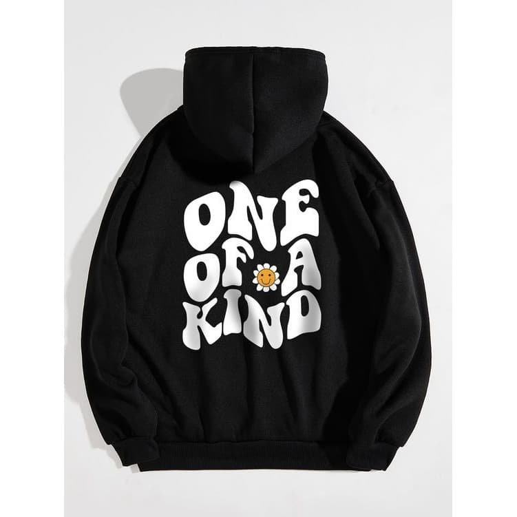 Moletom Canguru Com Capuz Gráfico De Letras Floral Inverno