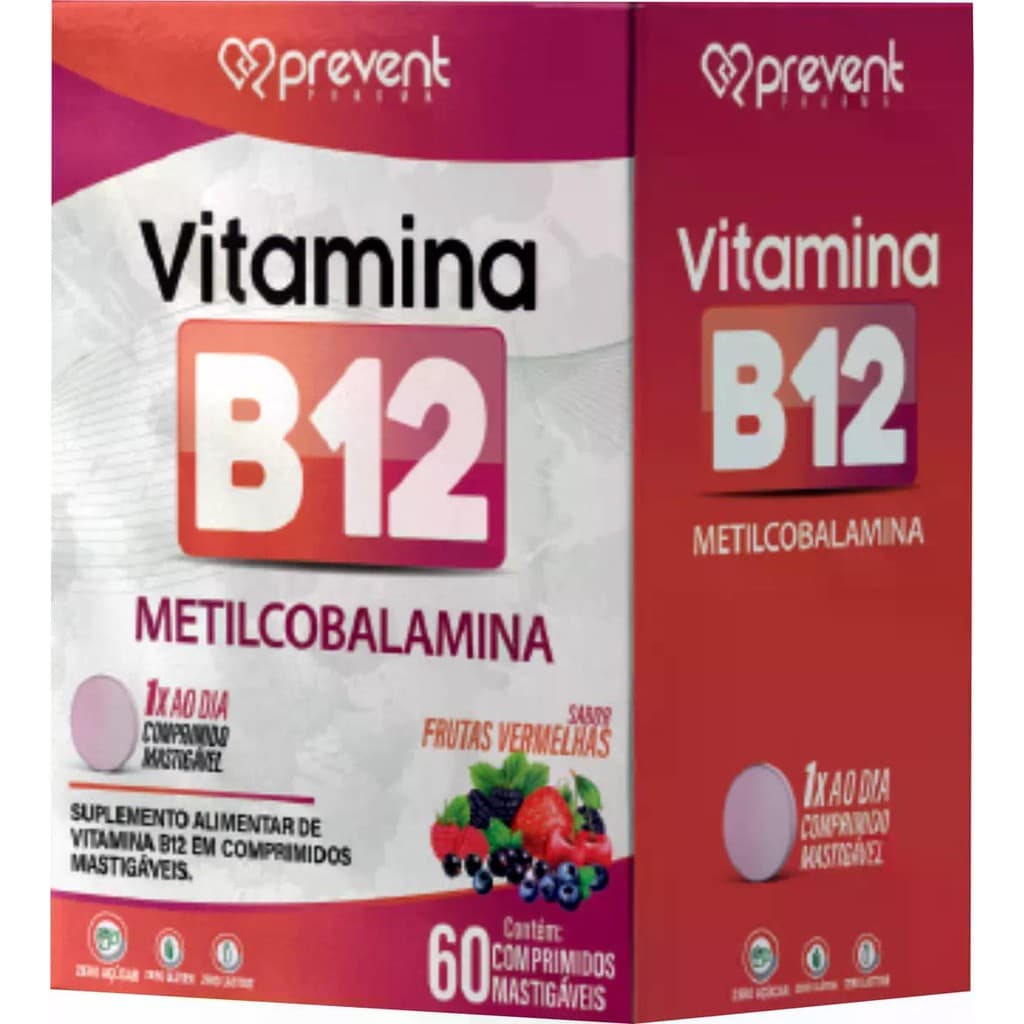 Vitamina B12 60CP mastigável - Frutas Vermelhas PREVENT