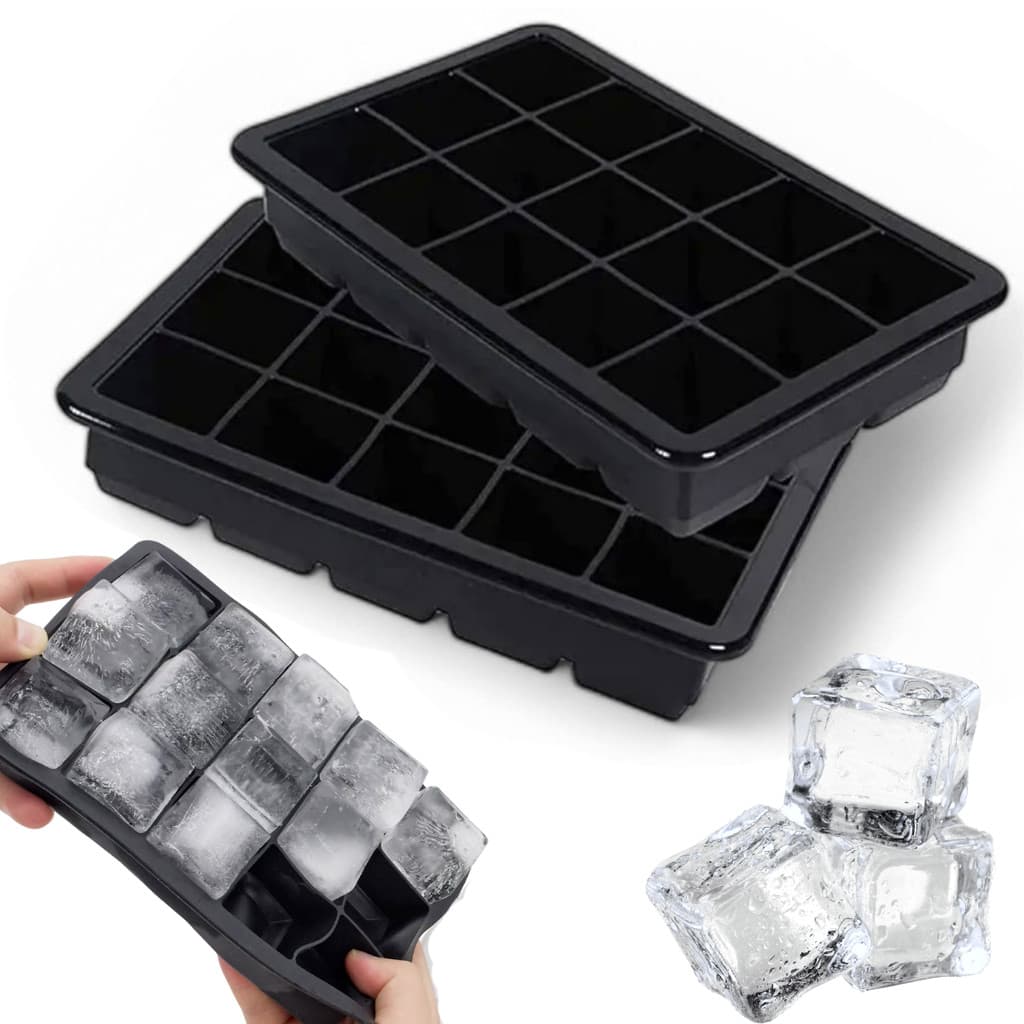 Forma De Gelo Em Silicone 15 Cubos Bandeja Flexivel Tamanho Médio Utensilios De Cozinha