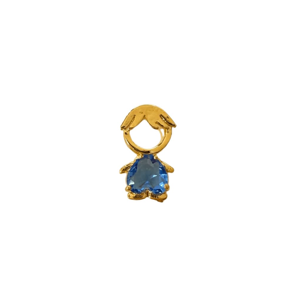 Pingente Menino Banhado a Ouro 18k Coração Azul Filho/ Afilhado/ Irmão Semijoia Ciela