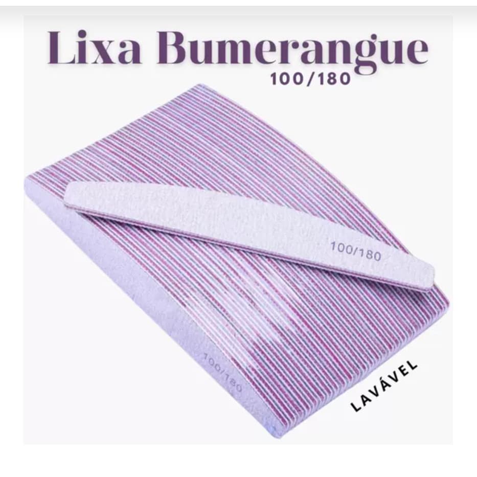 kit 20 Lixas Unha Bumerangue /banana /caixao/quadrada Unha Porcelana Acrigel Fibra100/180 NH