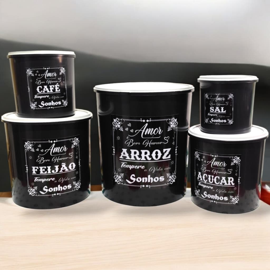 Kit 5 Mantimentos De Cozinha Pote Porta Mantimento 5 Peças Utensílios Para Cozinha