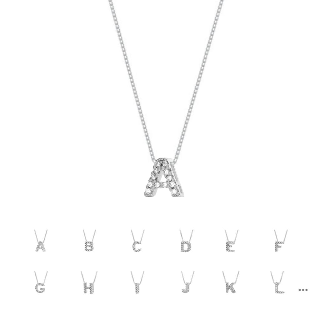 Colar Feminino Letra Cravejado Zircônia Prata Pura 925 Garantia Vitalícia para a prata Foreli