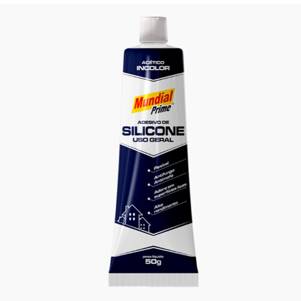Adesivo de Silicone Uso geral Acético Incolor Mundial Prime 50g