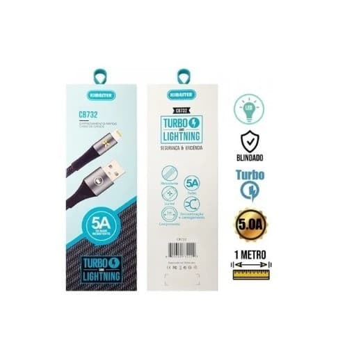 Cabo Carregador Reforçado Rápido Usb Lightning / Type-C / Micro-USB - 1 Metro 5A Kimaster Orignal