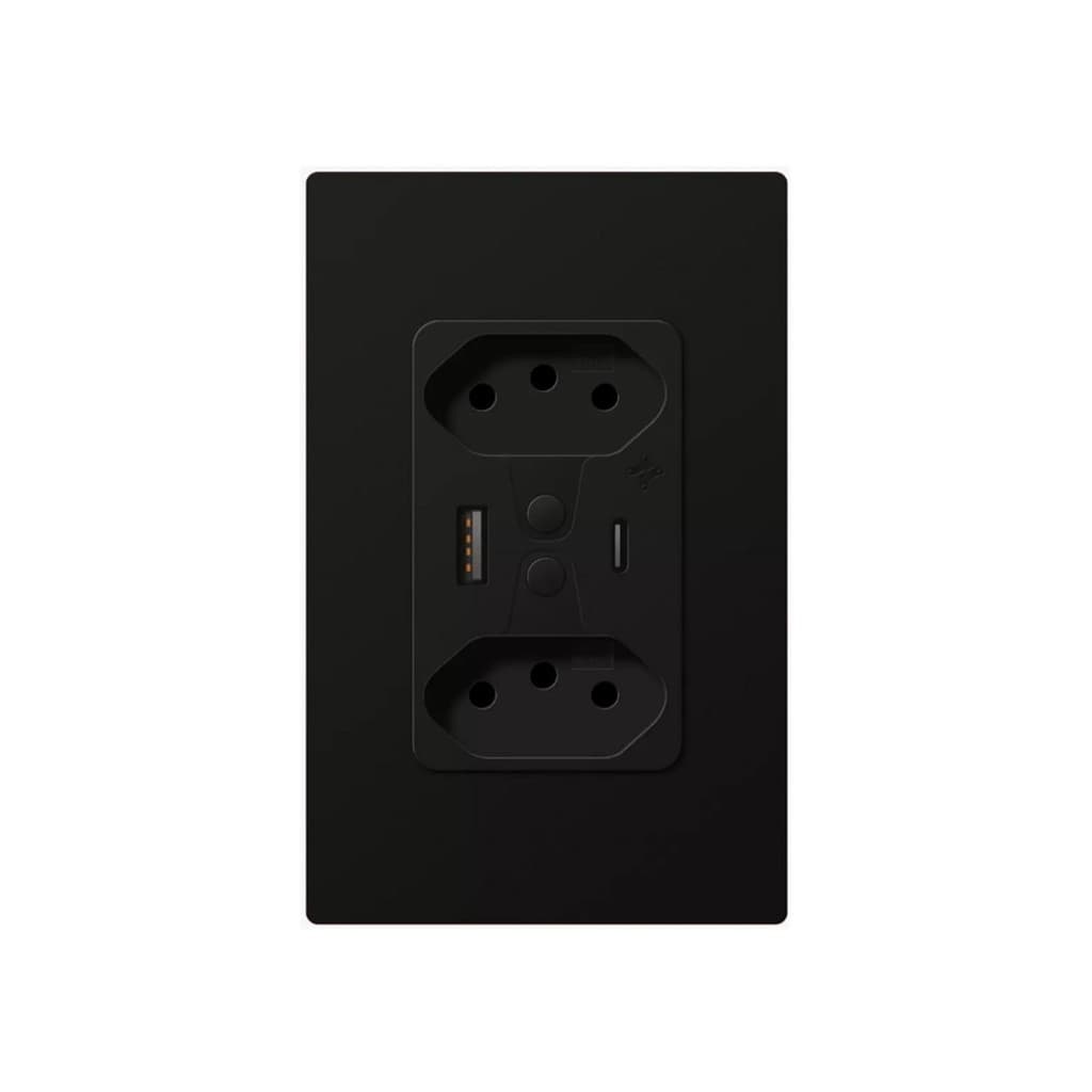 Tomada Dupla Inteligente Smart Wifi Bivolt Usb Alexa Preto Eka