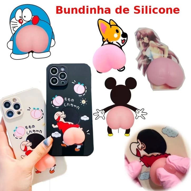Squishy Crayon Bunda Adesiva de Silicone para Carro e Celular Desenhos