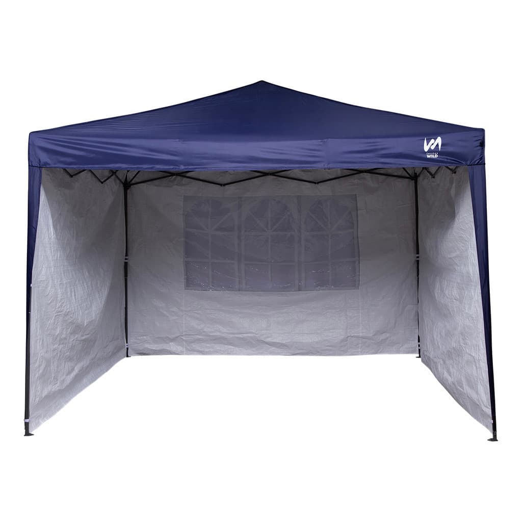 Gazebo 3x3 PC Azul + 4 Paredes Ráfia Branca