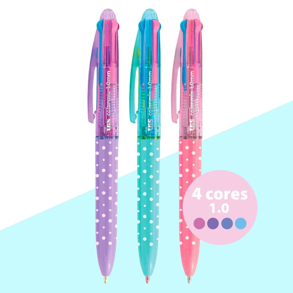 Caneta Esferográfica ColorMix Poa 4 cores Tris