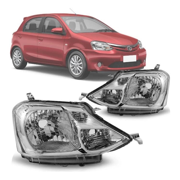 Farol Toyota Etios 2012 A 2019 Foco Simples Máscara Cromada