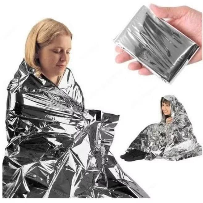 Manta Térmica de Emergência Alumínio 2,10x1,60m Cobertor Aluminizado Isolante Camping - BINGO