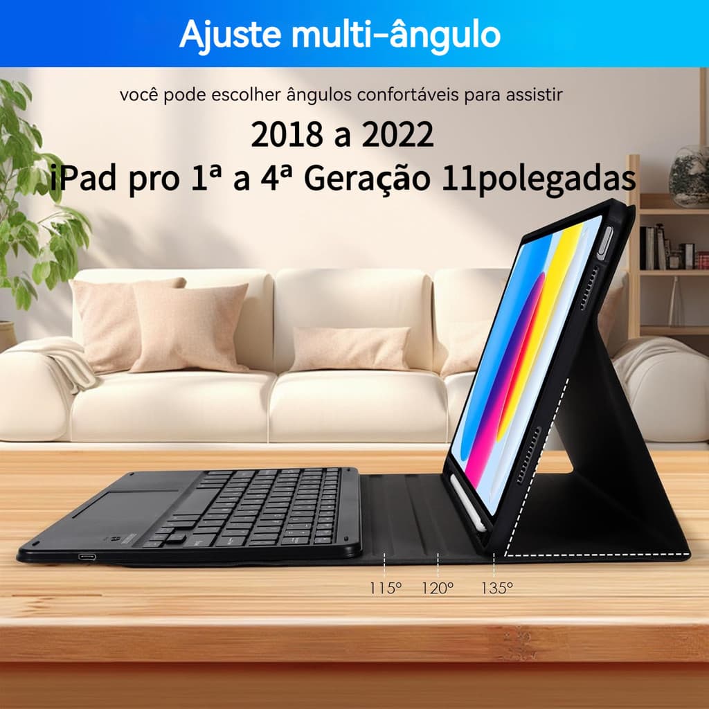 Capa com Teclado Touch Para 2018/2020/2021/2022 iPad Pro 11 polegadas 1ª a 4ª Geração