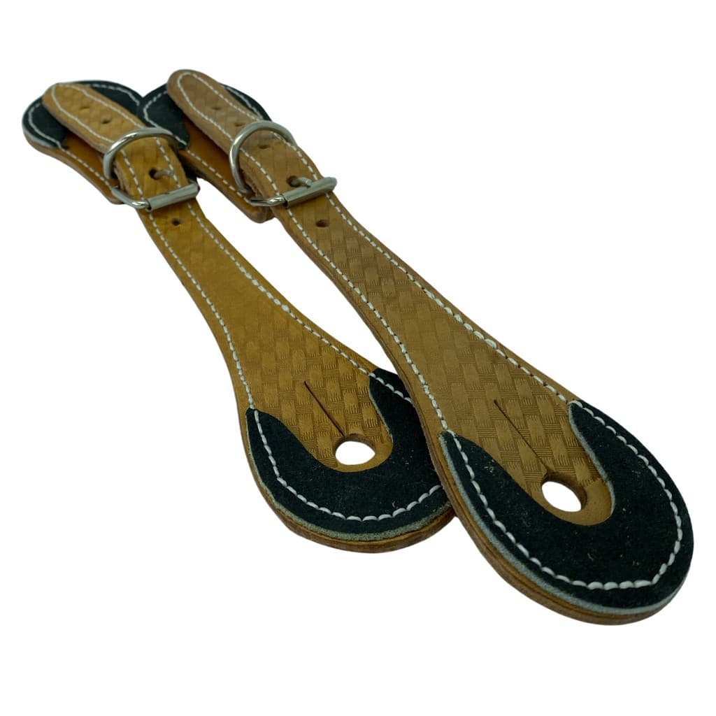 Correia para espora couro legítimo bovino universal marrom com preto com fivela inox prata