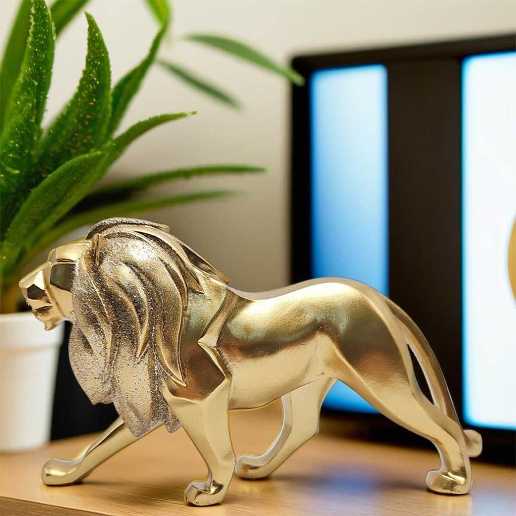 Leão Estátua Enfeite Decoração Casa Mesa Rack Sala Quarto Estatueta Minimalista Enfeite Decorativo