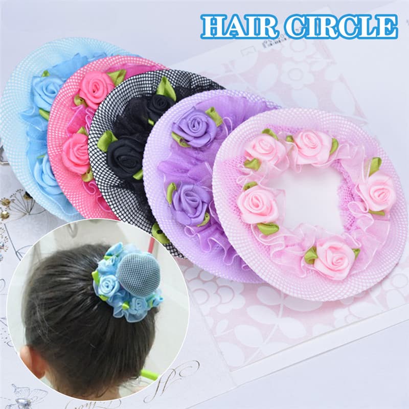 SMS Menina Feminina Capa De Coque Snood Rede De Cabelo Redes Balé Latino Dança Crochê Snoods Acessórios Com Flor