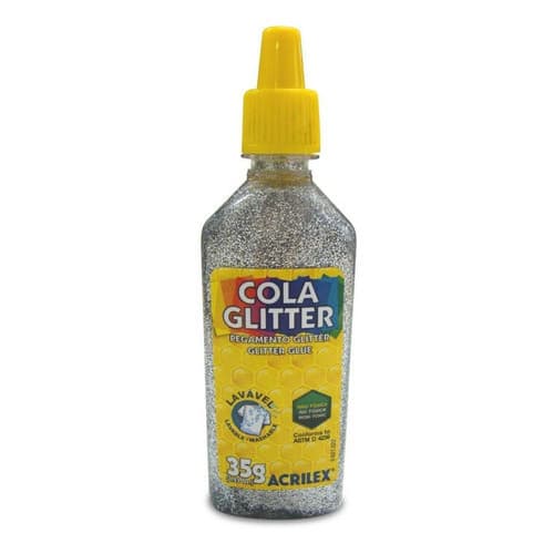 12 Und Cola Com Glitter Tubo 35g. Prata
