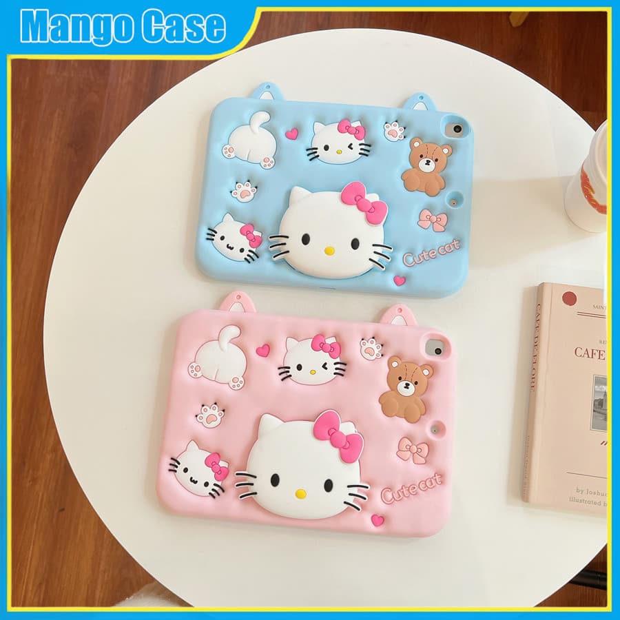 Capa Para Smausng Tab A9 8.7 Polegadas SM-X110 X115 A9 + A9 Plus X210 X216B 11 2023 A7 Lite 2021 8.7'T220 A8 10.5 X200 Suporte De Cola Macia Alça De Fofa Menina Gato TK