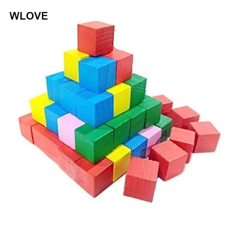 Empilhamento De Madeira Blocos De Construção Cubos Quadrados Baby Kids Brinquedos Educativos De Aprendizagem (WL2BR0627)