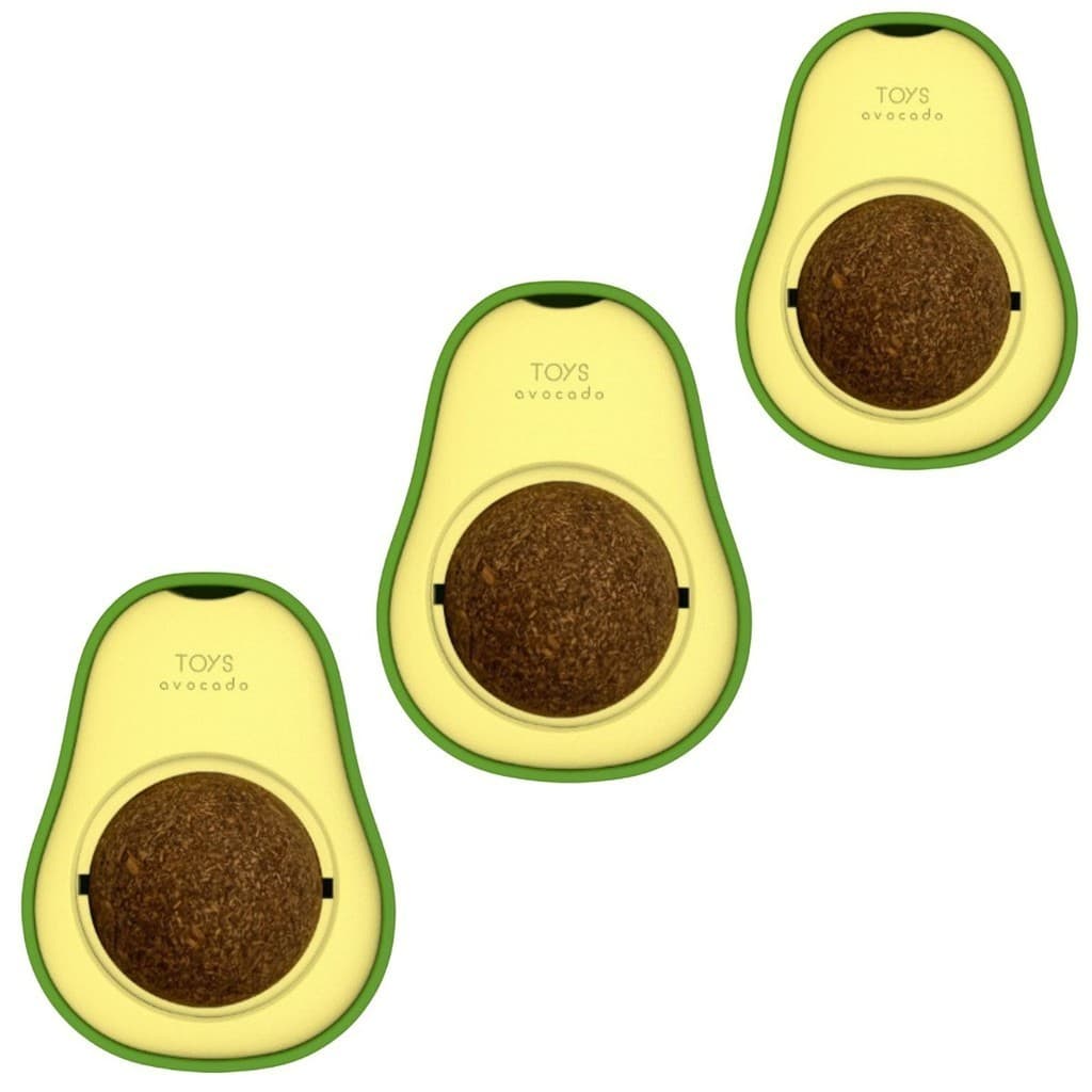 Kit 3 Abacate Catnip Brinquedo de Gato Pet Interativo Divertido Cola na Parede Erva