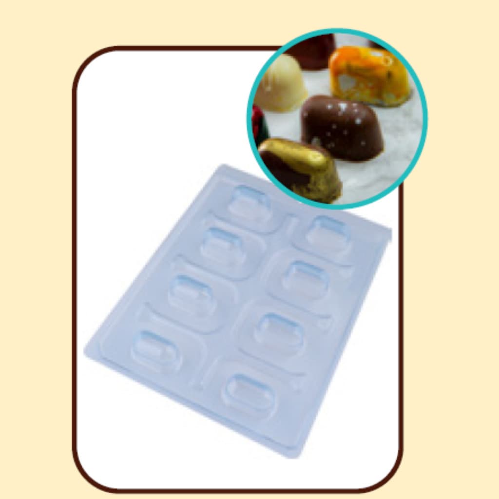 Forma com Silicone 3 partes para Chocolate Mini Trufa Alongada - Forma para chocolate - Forma ovo de Páscoa