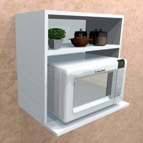 Suporte Microondas 60x50x40-30 Nicho Prateleira 100% Mdf Branco TX