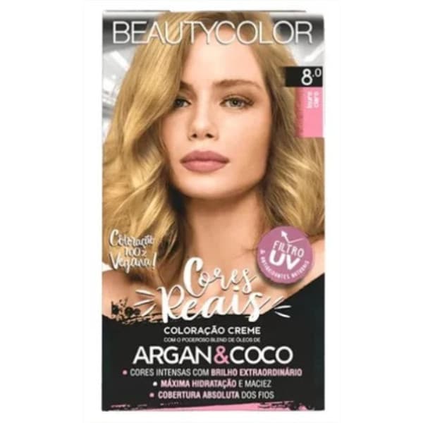 TINTURA PERMANENTE BEAUTY COLOR 8.0 LOURO CLARO UNIT