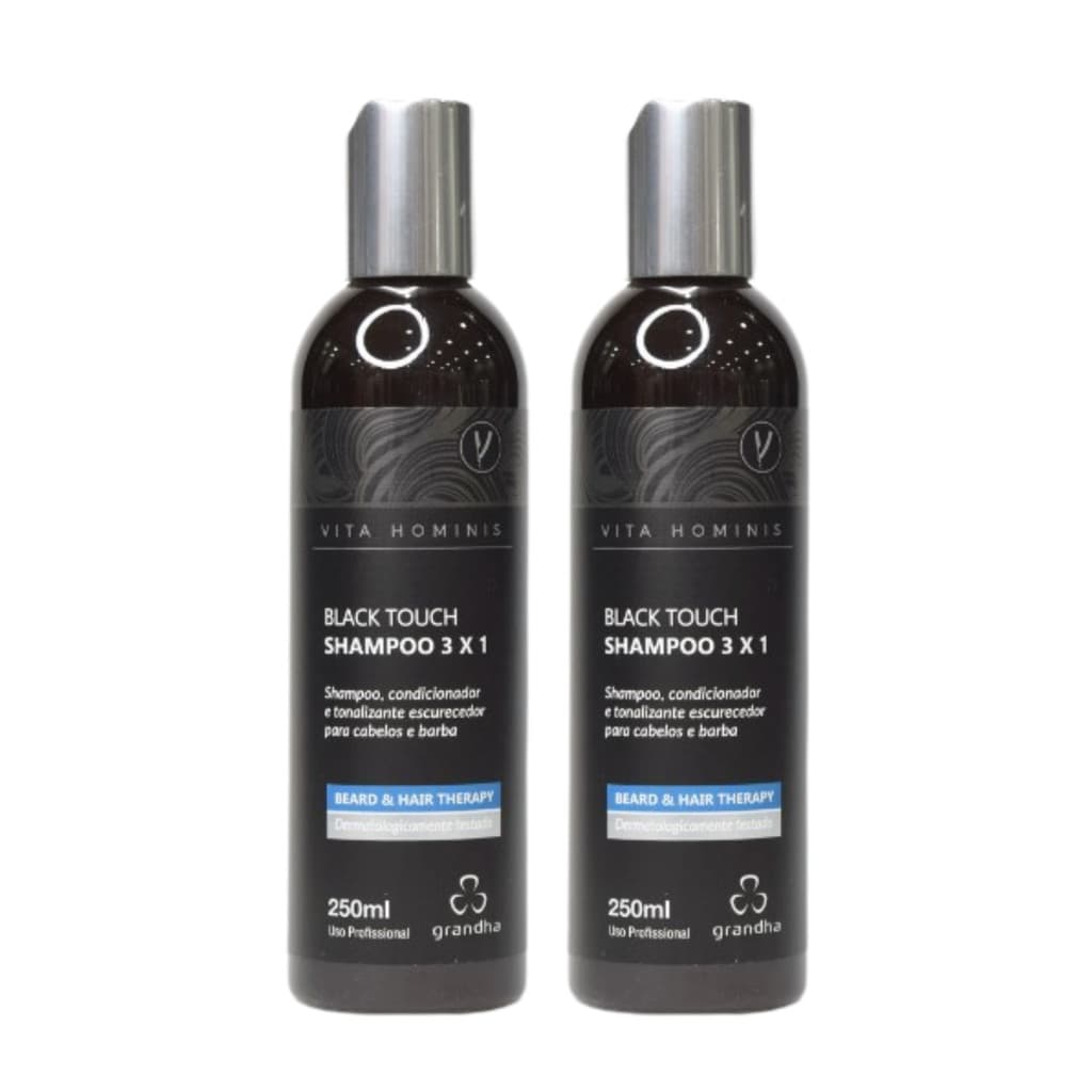2 Shampoo Tonalizante Vita Hominis Black Touch3x1 250ml cada -  Tonalizante escurecedor