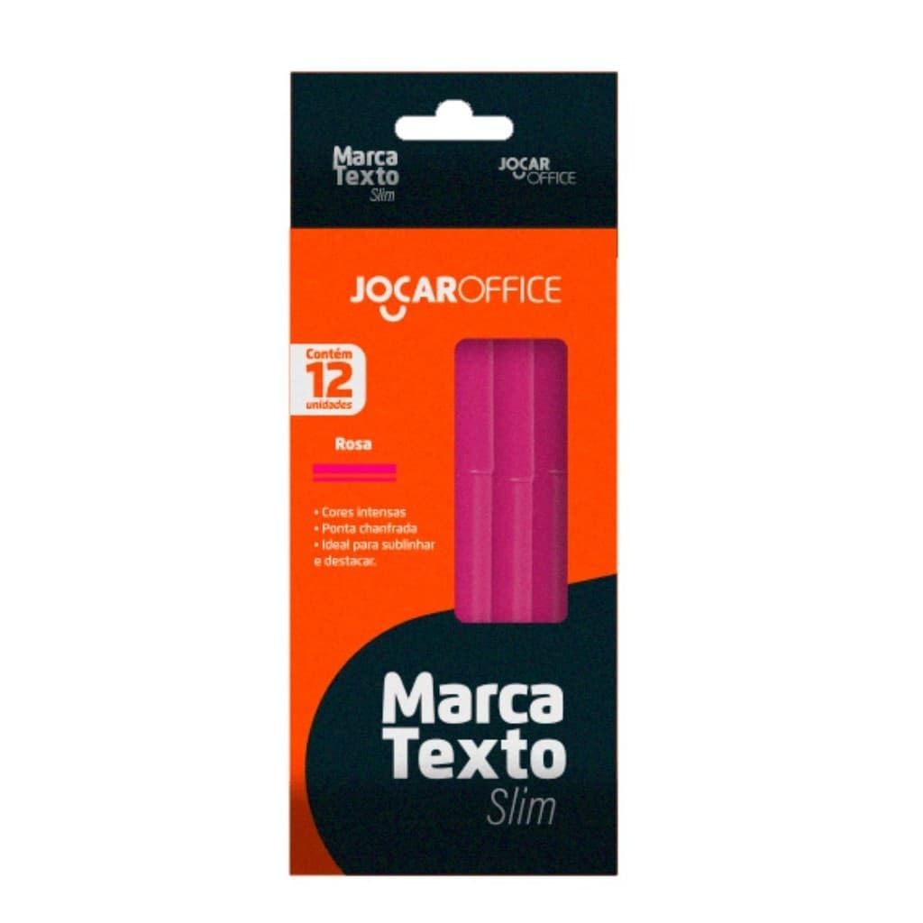 KIT 12 CANETA MARCA TEXTO SLIM COR ROSA TRAÇO 4MM IDEAL PARA SUBLINHAR E DESTACAR - LEONORA