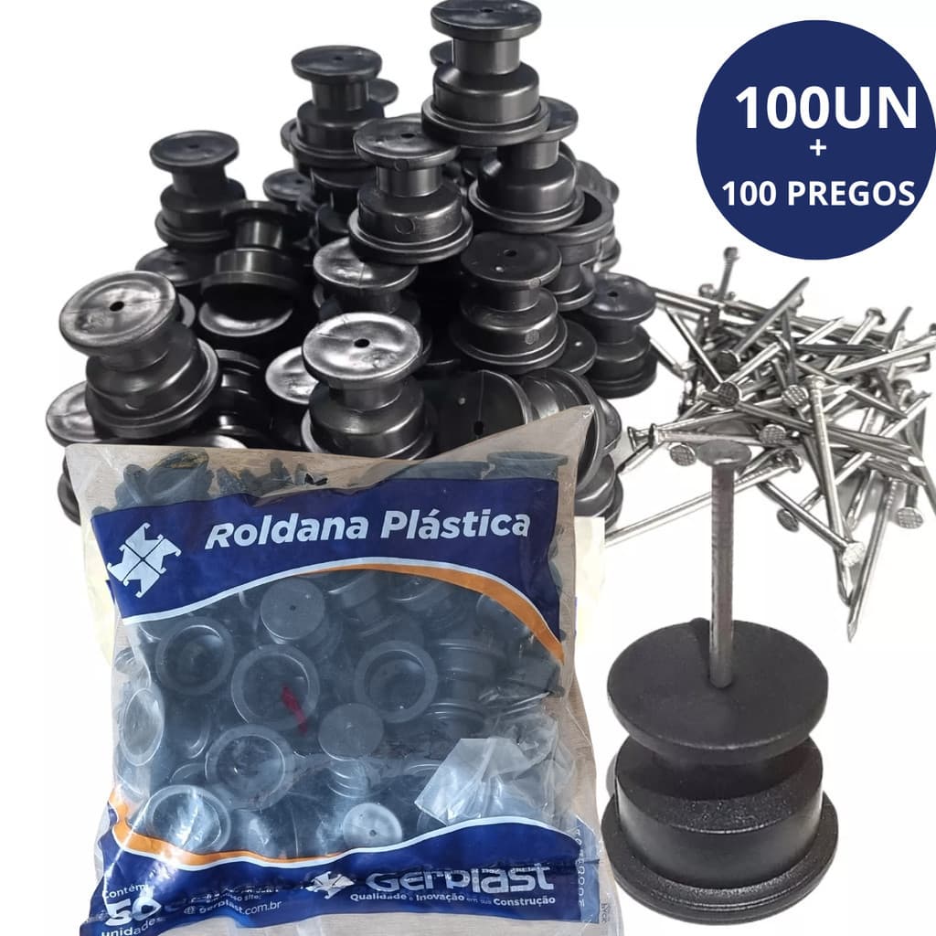 Isolador Roldana 100un Com Prego Para Cerca Elétrica 36x36mm