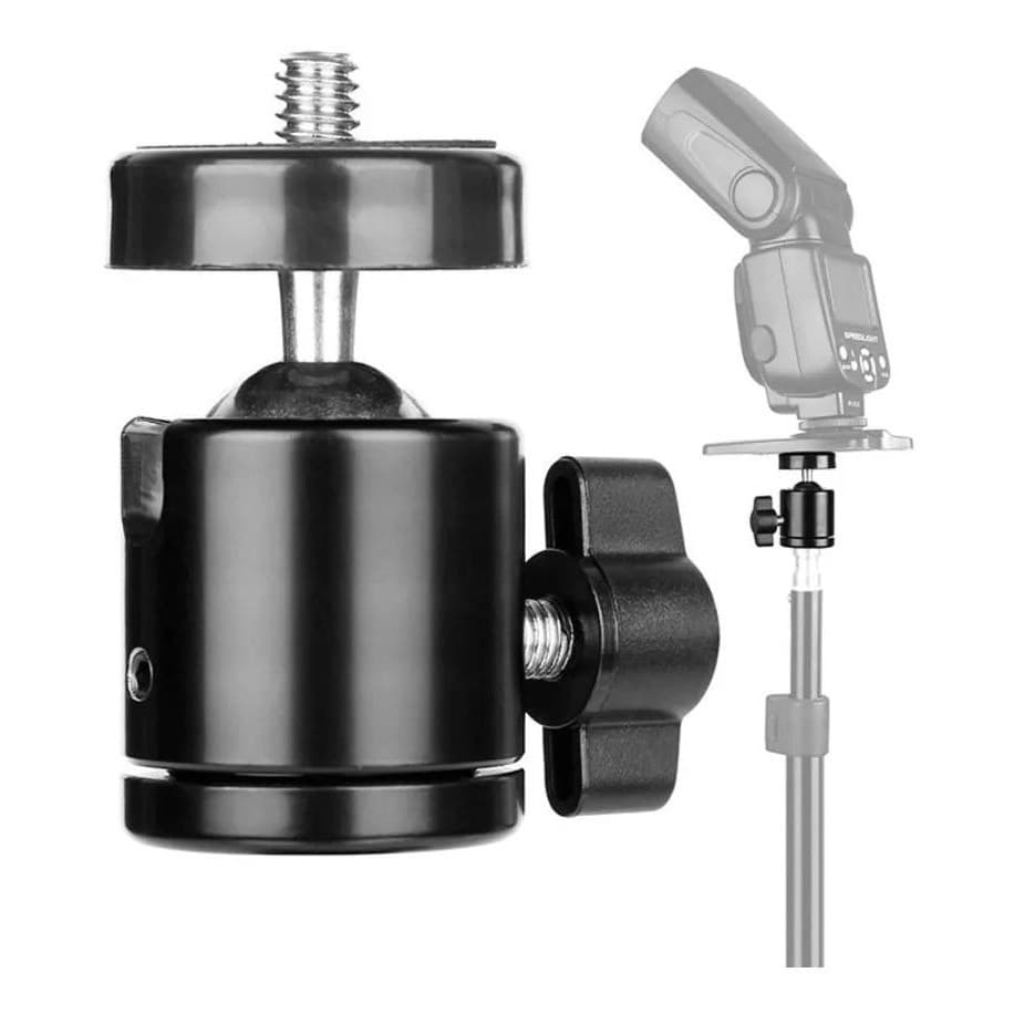 Kit c/ 3 Mini Ball Head Suporte Cabeça Tripé, Monopé, Ring Light, Celular, Led, Flash Etc Até 2KG