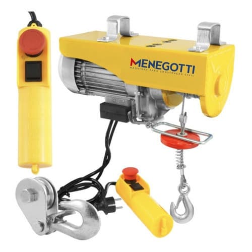 Guincho Elétrico 600kg 220V Profissional C/ Botoeira e Alças - Menegotti V2