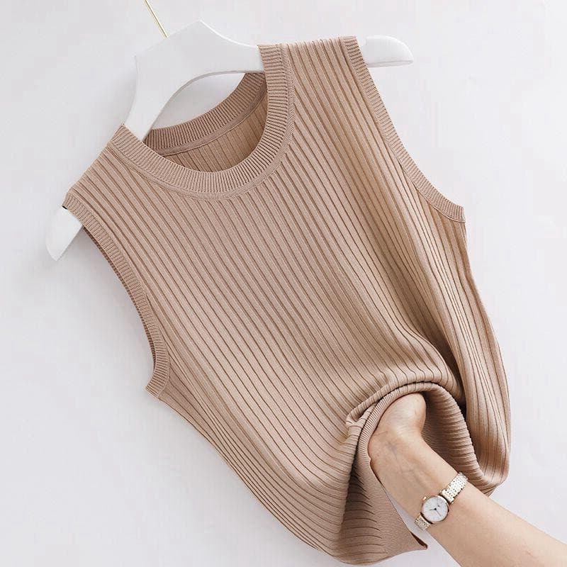 Colete Sling Women Round Neck Bottoming Shirt Summer New Style Slim-fit Top Interior