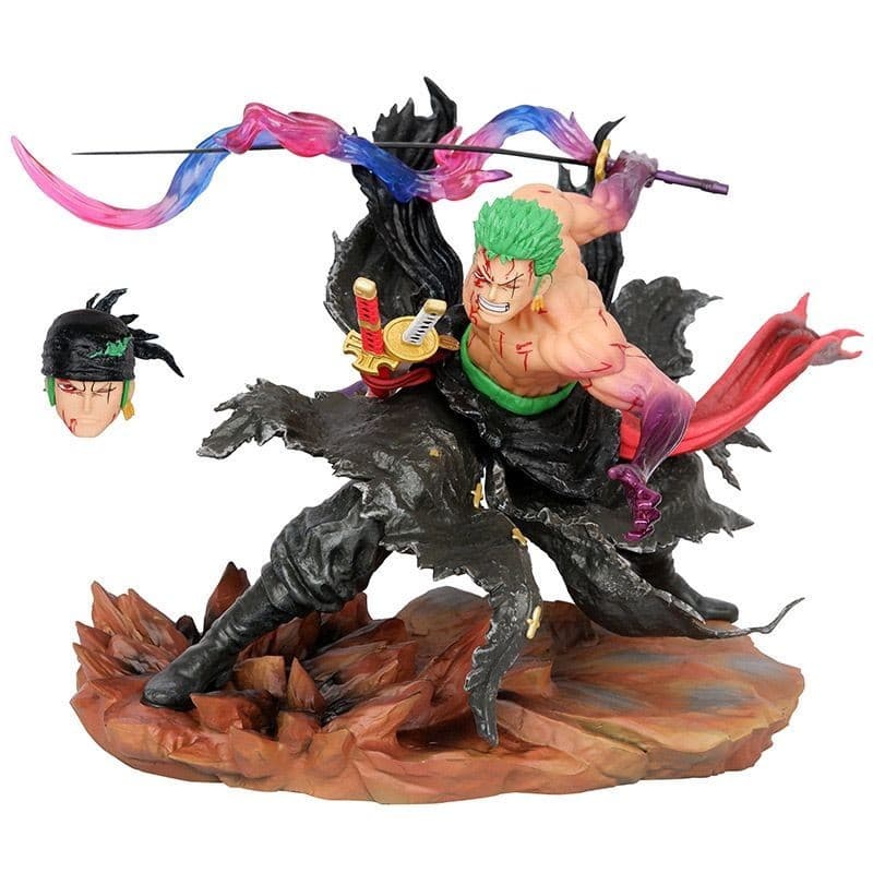 Estoque pronto One Piece IU break Series Elegante Zoro One Sword Flow Zoro Modelo de escultura de duas cabeças Decoração
