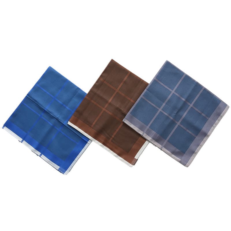 3 Pçs 43x43cm Xadrez Listrado 100 % Algodão Lenços Masculinos Bandanas Suor Limpando Toalhas Quadradas Absorventes Cláss