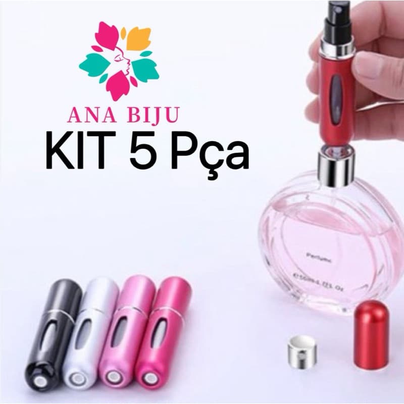 ANA 1108 KIT 5 unidades Porta Perfume Recarregavel Portatil Spray 5ml