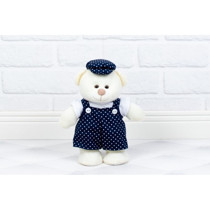 Urso Macacão Menino Amore 20cm Fixo Em Pé - Pelúcia Palha