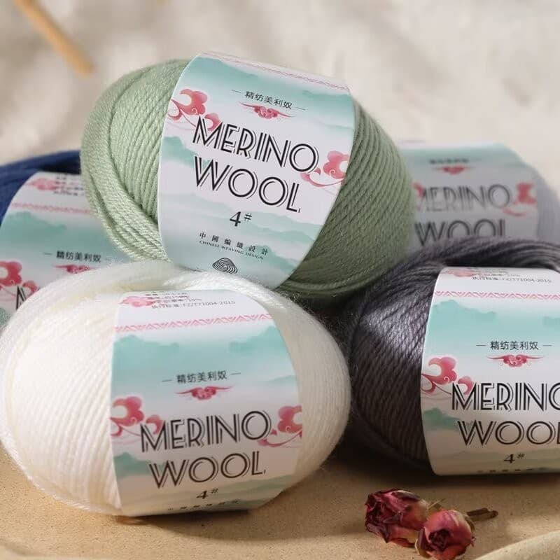 50g 128m Lã Merino Pura Feita À Mão Lenço De Tecido Chapéu De Malha