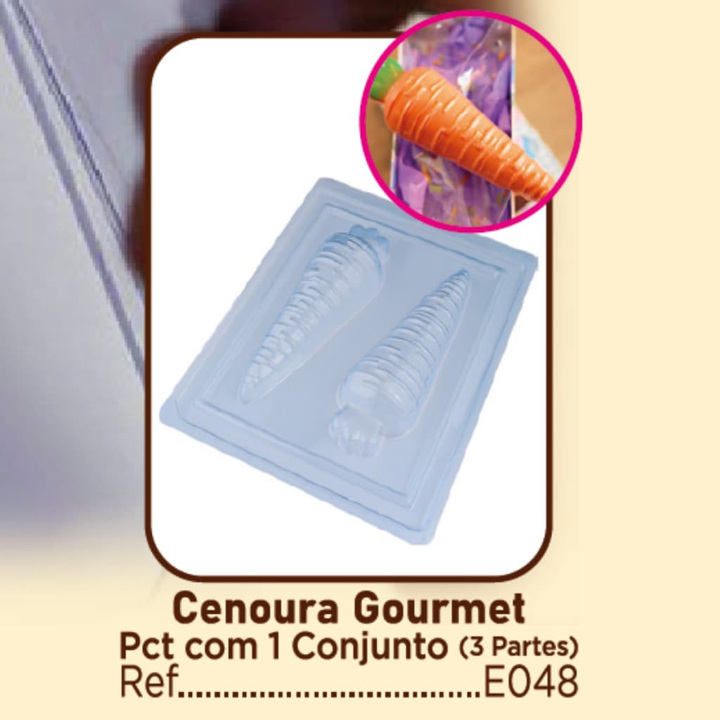 Forma com Silicone 3 partes para Chocolate Cenoura Gourmet  - Forma para chocolate - Forma de Páscoa