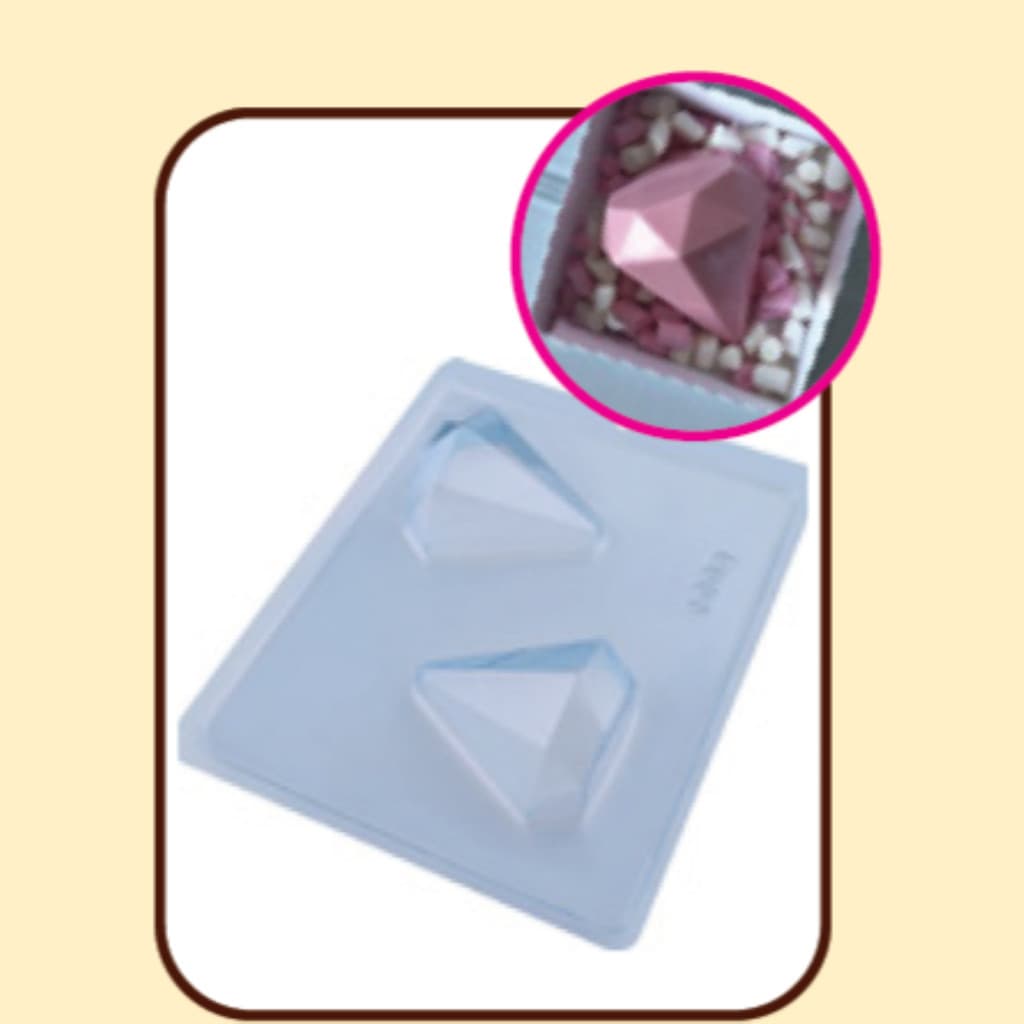 Forma com Silicone 3 partes para Chocolate Ovo de Páscoa 100 g Diamante - Forma para chocolate - Forma ovo de Páscoa